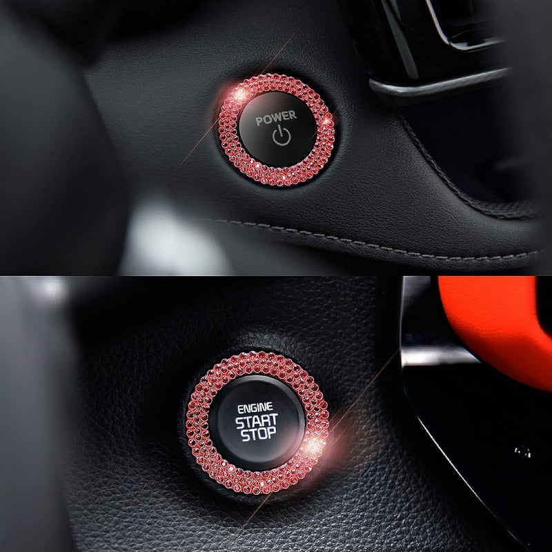 Murimt Bling Car Button Start Button Cover/Sticker for Wowen, Car Engine Start Stop Trim Ring, Shiny Crystal Rhinestone Key Ignition and Knob Ring (Diamond Red)… - Image 5